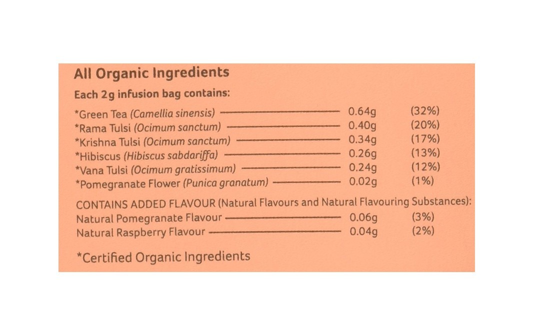 Organic India Tulsi Green Tea Pomegranate   Box  25 pcs